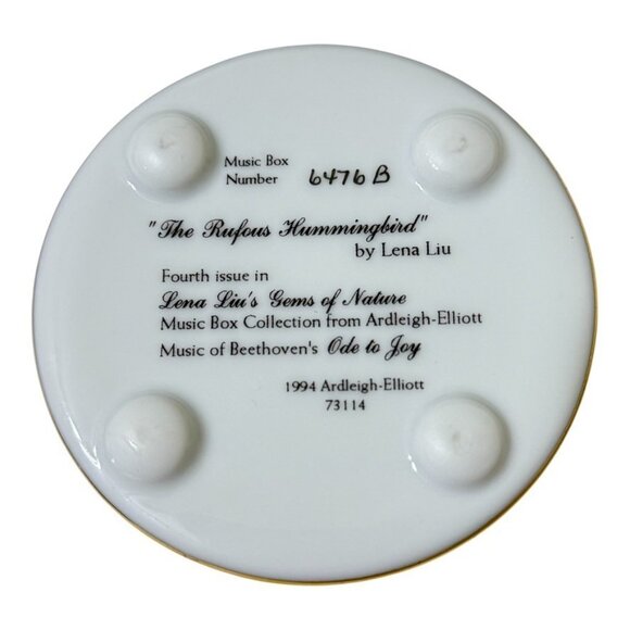 Rufous Hummingbird Music Box 1994 Lena Liu Ardleigh-Elliott Beethoven Ode to Joy - Picture 8 of 8